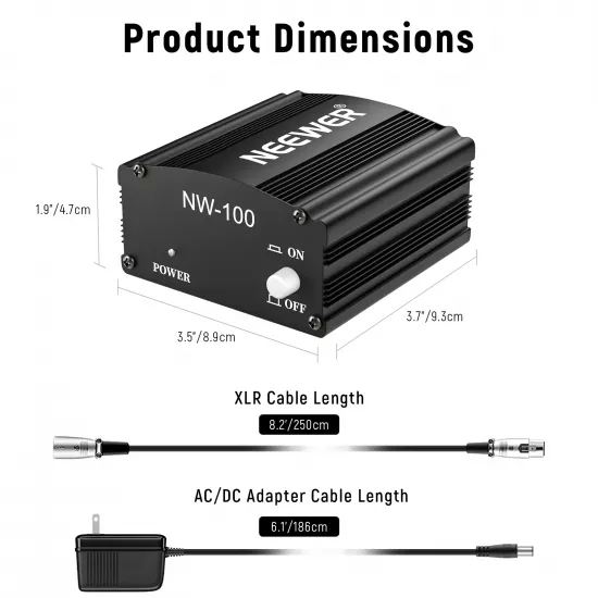 NEEWER NW-100 48V Phantom Power Supply with Adapter NEEWER NW-100 48V Phantom Power Supply with Adapter