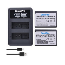 DuraPro 2pc LP-E10 LP Camera Li-ion Battery + LCD USB Charger For Canon 1100D 1200D Kiss X50 X70 Rebel T3 T5