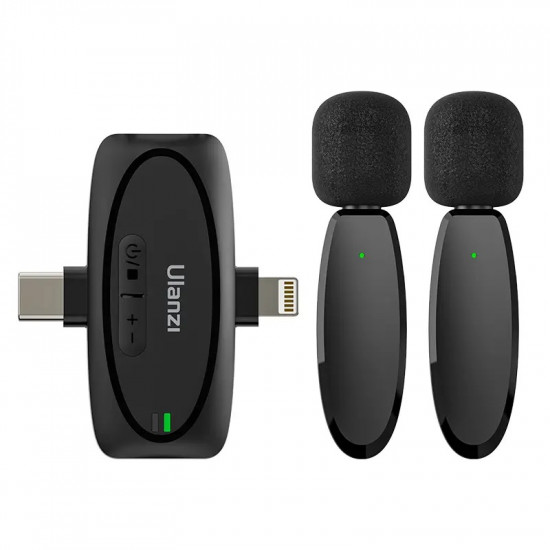 Ulanzi V6 3-in-1 Plug-Play Wireless Lavalier Microphone for iPhone/Android/Tablet/Camera Ulanzi V6 3-in-1 Plug-Play Wireless Lavalier Microphone for iPhone/Android/Tablet/Camera
