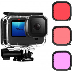 TELESIN 45M Diving Waterproof Case with Lens Filter for GoPro Hero 12/11/10/9