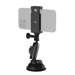 TELESIN Aluminum Alloy Camera Suction Cup Mount With Phone Clip