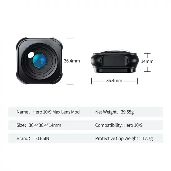 TELESIN Aluminum Alloy Frame Max Lens Mod for GoPro Hero 12/11//10/9 Mini TELESIN Aluminum Alloy Frame Max Lens Mod for GoPro Hero 12/11//10/9 Mini