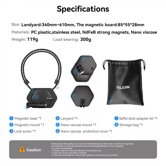 TELESIN Magnetic Bracket Expansion Set (Neck Mount/Quick Release) TELESIN Magnetic Bracket Expansion Set (Neck Mount/Quick Release)