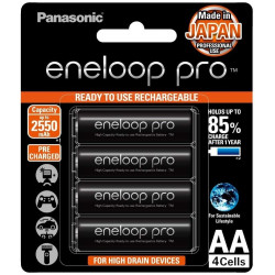Panasonic Eneloop Pro AA 2450mAh Rechargeable Batteries 4 Pack
