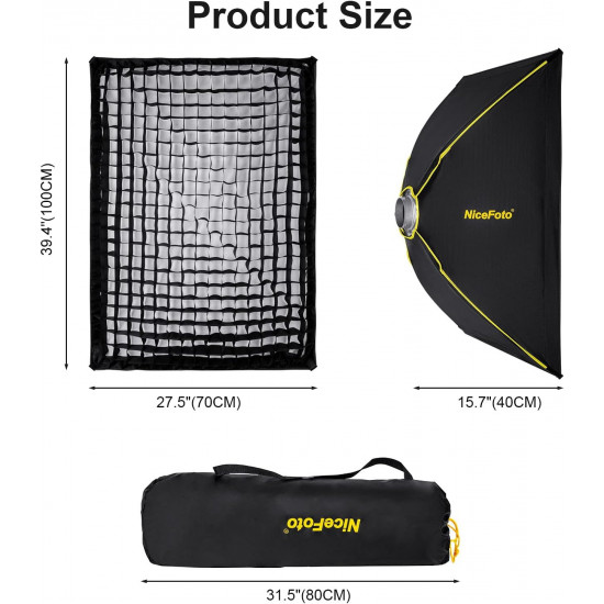 NiceFoto Quick Set Up Softbox With Grid ES-710(70x100cm) NiceFoto Quick Set Up Softbox With Grid ES-710(70x100cm)