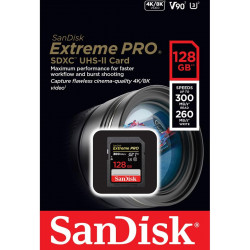 SanDisk 128GB Extreme PRO UHS-II SDXC 300 MB/s Memory Card SanDisk 128GB Extreme PRO UHS-II SDXC 300 MB/s Memory Card