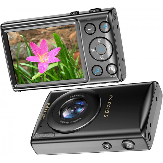 Digital Camera 64MP Video Camera with 18x Digital Zoom Auto-Focus 2.8" IPS Screen (Black) Digital Camera 64MP Video Camera with 18x Digital Zoom Auto-Focus 2.8" IPS Screen (Black)