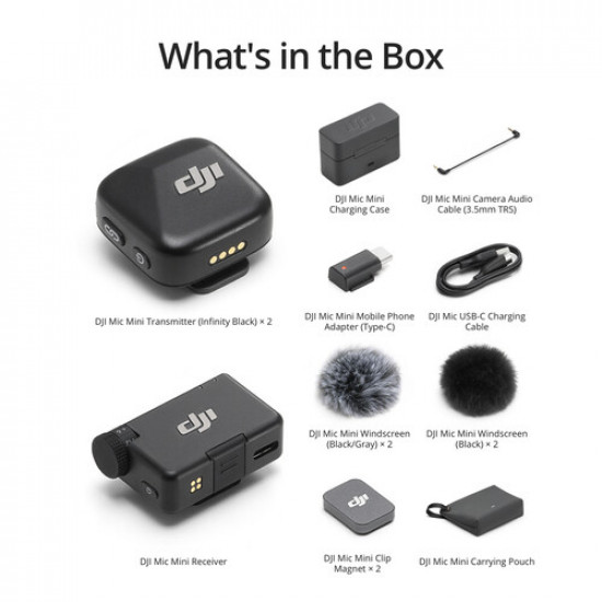 DJI Mic Mini 2-Person Compact Wireless Microphone System for Camera & Smartphone DJI Mic Mini 2-Person Compact Wireless Microphone System for Camera & Smartphone
