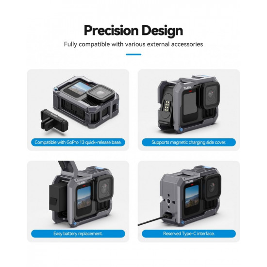 TELESIN Metal Cage Sport Extension New Upgrade for Gopro Hero 13/12/11/10/9