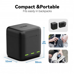 TELESIN Charging Case With 2 Batteries for Hero 12/11/10/9