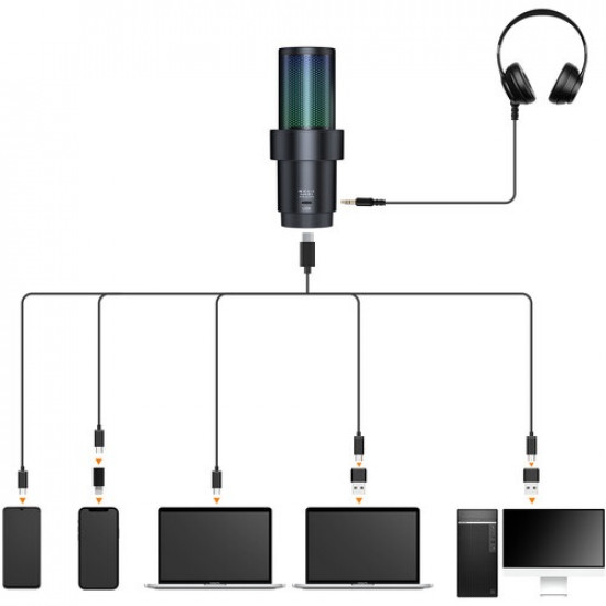 COMICA Audio EJoy Uni Pro D RGB Cardioid Condenser Wireless/USB-C Microphone with Desktop Stand COMICA Audio EJoy Uni Pro D RGB Cardioid Condenser Wireless/USB-C Microphone with Desktop Stand