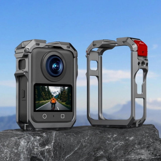 Metal Protective Cage for DJI Osmo 360 Camera with Dual Cold Shoe Mount