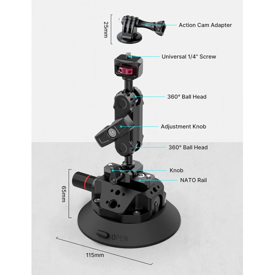 Ulanzi SC-02 Heavy-Duty Suction Cup Mount for Camera