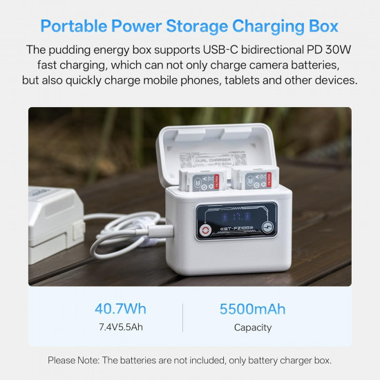 VILTROX BT-FZ100 Camera Battery Charging Case Power Bank for Sony NP-FZ100 (Battery Not Included) VILTROX BT-FZ100 Camera Battery Charging Case Power Bank for Sony NP-FZ100 (Battery Not Included)