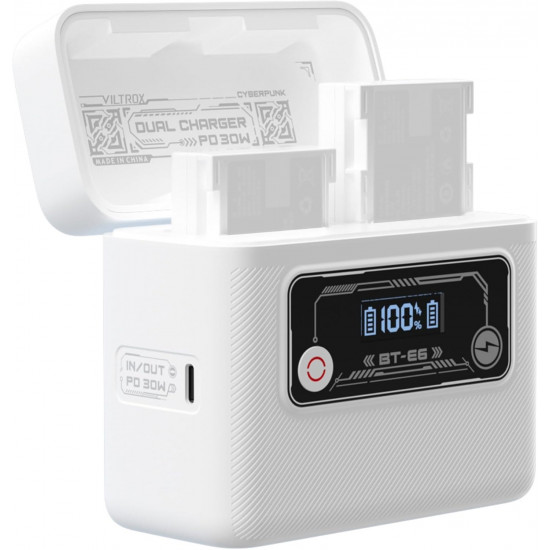 VILTROX BT-E6 Camera Battery Charging Case Power Bank for Canon LP-E6 (Battery Not Included)