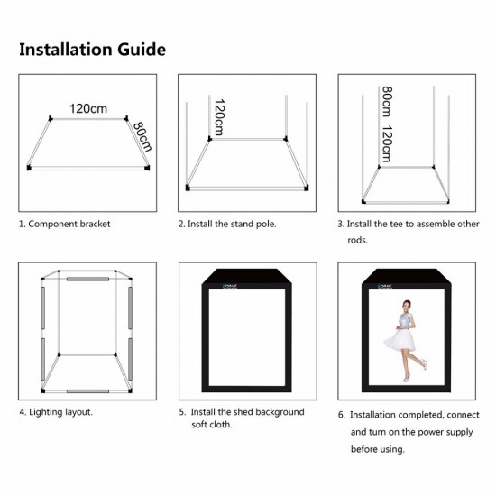 PULUZ Professionele 200 cm Fotografie Fotostudio Doos 6 Licht Strip Bars 240 w 5500 k 2 meter Foto Verlichting schieten Tent Kit PULUZ Professionele 200 cm Fotografie Fotostudio Doos 6 Licht Strip Bars 240 w 5500 k 2 meter Foto Verlichting schieten Tent Kit