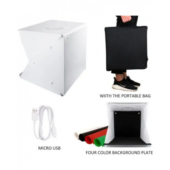 Portable Photo Studio LED Light Box Shooting Tent Mini Folding Photography Studio Softbox with 4 Colors Backdrops