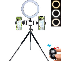 Puluz 16 cm Metal Mini Tripod for Selfie LED Flash Light Multi-position Bracket Base for Iphone Xiaomi Huawei Phones Video Bloggers Shooting