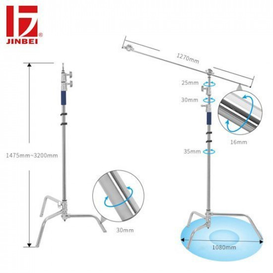 Jinbei CK-1 Heavy Duty Stainless Steel Boom C-Stand Jinbei CK-1 Heavy Duty Stainless Steel Boom C-Stand