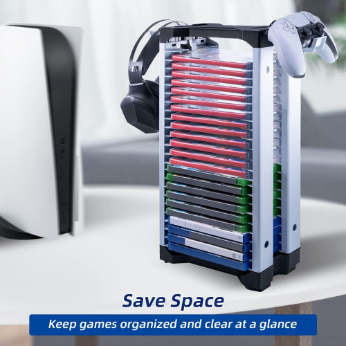 برج تخزين الالعاب  يخزن 12 قرص العاب او بلو راي - حامل العاب لاجهزة بلاي ستيشن 4 وبلاي ستيشن 5 واكس بوكس ون واكس بوكس سلسلة اكس/اس ونينتندو سويتش برج تخزين الالعاب  يخزن 12 قرص العاب او بلو راي - حامل العاب لاجهزة بلاي ستيشن 4 وبلاي ستيشن 5 واكس بوكس ون واكس بوكس سلسلة اكس/اس ونينتندو سويتش