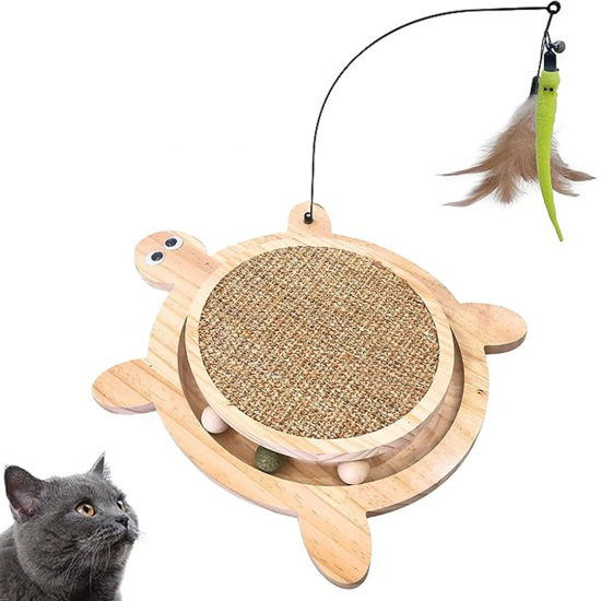 لوح خدش للقطط  Petest Cat   تصميم سلحفاة مع لعبة تفاعلية وكرات النعناع البري 