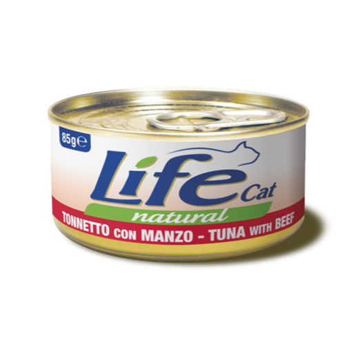 معلبات لايف كات 85 جرام للقطط بطعم التونة و اللحم البقري معلبات لايف كات 85 جرام للقطط بطعم التونة و اللحم البقري