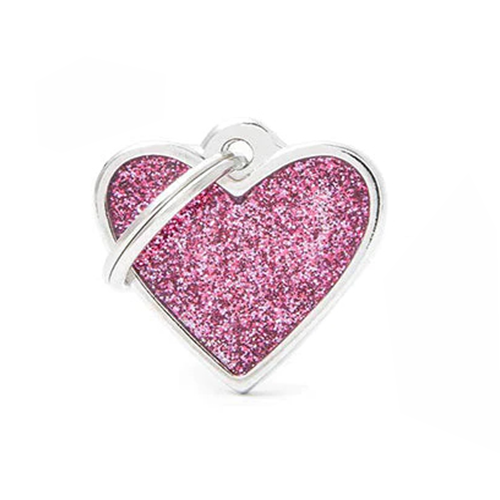 قلادة My Family قابلة للحفر على شكل قلب براق وردي قلادة My Family قابلة للحفر على شكل قلب براق وردي