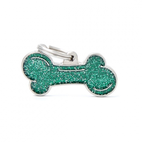 قلادة المنيوم My Family قابلة للحفر على شكل عظمة خضراء براقة قلادة المنيوم My Family قابلة للحفر على شكل عظمة خضراء براقة