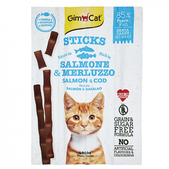 اصابع حلويات القطط جيم كات سمك السلمون والسلمون المرقط GimCat Sticks Salmon اصابع حلويات القطط جيم كات سمك السلمون والسلمون المرقط GimCat Sticks Salmon