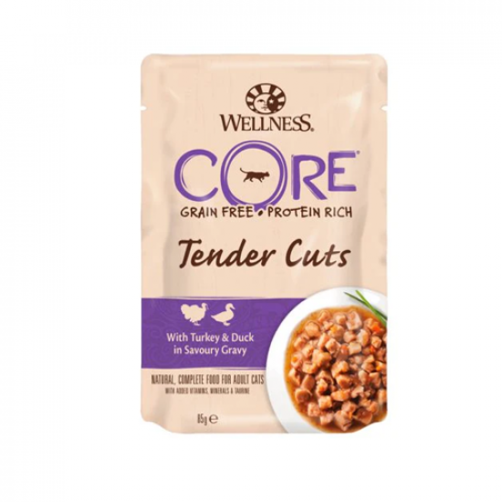 مغلفات ويلنس كور WELLNESS CORE طعام طري للقطط 85 جم قطع الديك الرومي مع البط في مرق مغلفات ويلنس كور WELLNESS CORE طعام طري للقطط 85 جم قطع الديك الرومي مع البط في مرق