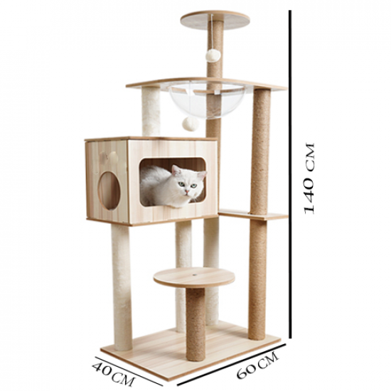 CAT TREE Cozy Cat شجرة الخدش الخشبية ذو الكبسولة الشفافة 2119 CAT TREE Cozy Cat شجرة الخدش الخشبية ذو الكبسولة الشفافة 2119
