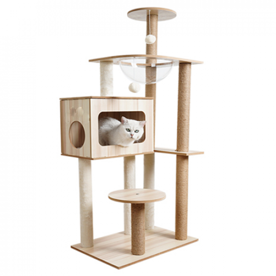 CAT TREE Cozy Cat شجرة الخدش الخشبية ذو الكبسولة الشفافة 2119 CAT TREE Cozy Cat شجرة الخدش الخشبية ذو الكبسولة الشفافة 2119