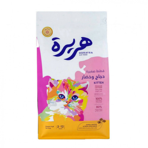 دراي فود هريرة طعام جاف بالدجاج والخضار للقطط الصغيرة كيتن  دراي فود هريرة طعام جاف بالدجاج والخضار للقطط الصغيرة كيتن
