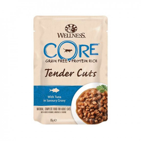 مغلفات ويلنس كور WELLNESS CORE طعام طري للقطط 85 جم بقطع التونة الطرية في مرق مغلفات ويلنس كور WELLNESS CORE طعام طري للقطط 85 جم بقطع التونة الطرية في مرق