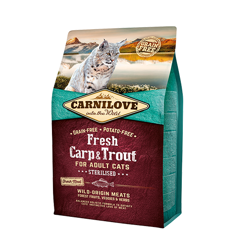 كارنيلوف دراي فود  Carnilove dry food سرطان البحر و الشبوط للقطط المعقمة   كارنيلوف دراي فود  Carnilove dry food سرطان البحر و الشبوط للقطط المعقمة