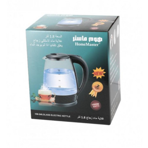 غلاية كهربائية زجاجية لاسلكية من هوم ماستر 1.8 
