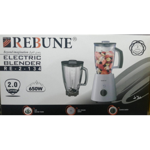 خلاط كهربائي بوعاء زجاجي وآخر بلاستيكي سعة 2 لتر  RE-2-134 