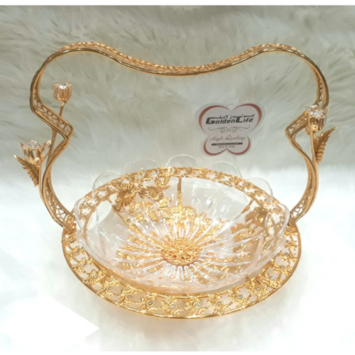 شيالة حلاوة العيد المسكة ذهبي والصحن أكريليك 