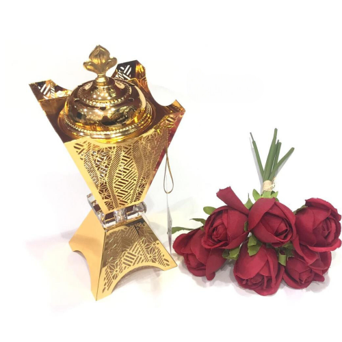 مبخرة بشكل يجمع بين التقليدي و العصري الانيق باللون الذهبي  مبخرة بشكل يجمع بين التقليدي و العصري الانيق باللون الذهبي