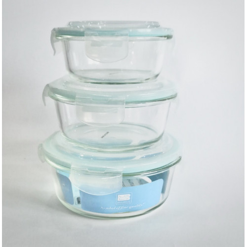 طقم حافظات زجاجية بغطاء لحفظ الطعام بثلاثة احجام مختلفة