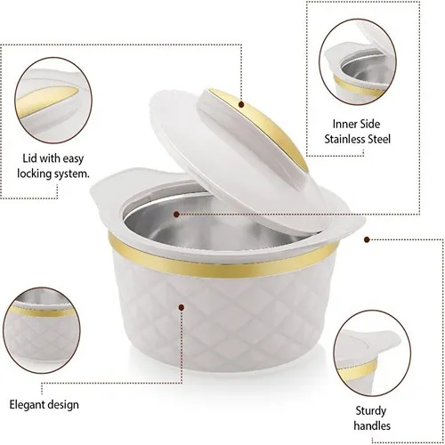 طقم حافظات طعام باللون الأبيض والذهبي 3 احجام مختلفة