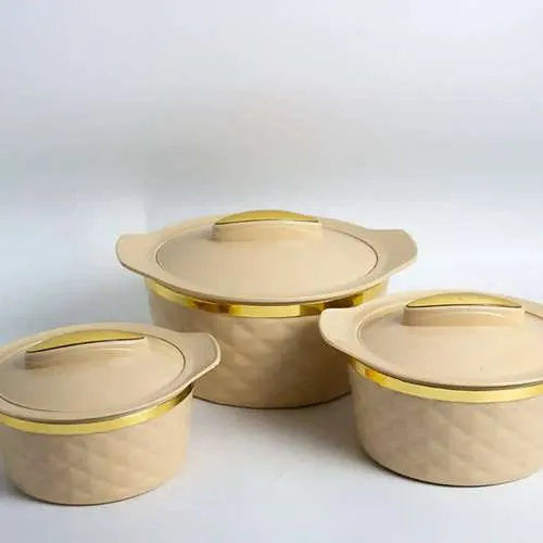 طقم حافظات أنيقة باللون البيج والذهبي 3 احجام مختلفة 