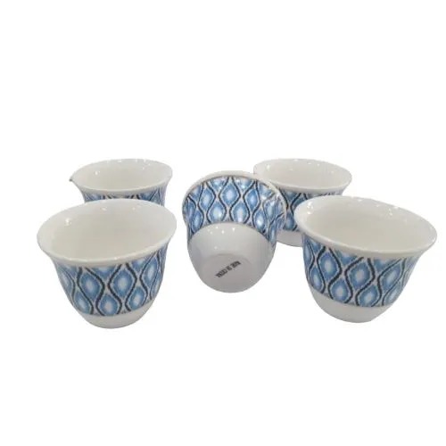  طقم فناجيل قهوة 12 حبة بزخارف زرقاء جميلة