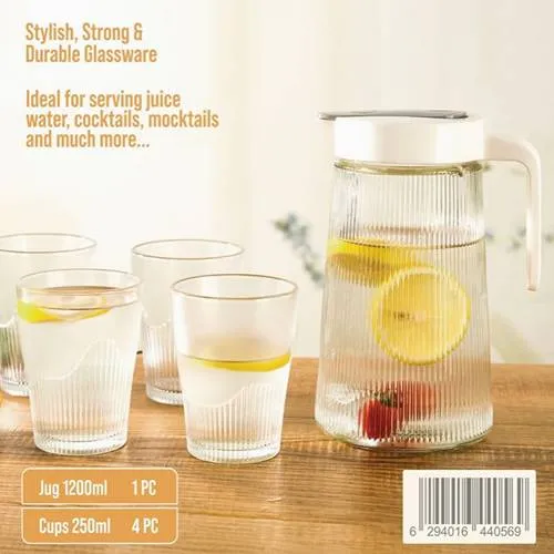 طقم 5 قطع انيق وعملي أبريق وكاسات للعصير