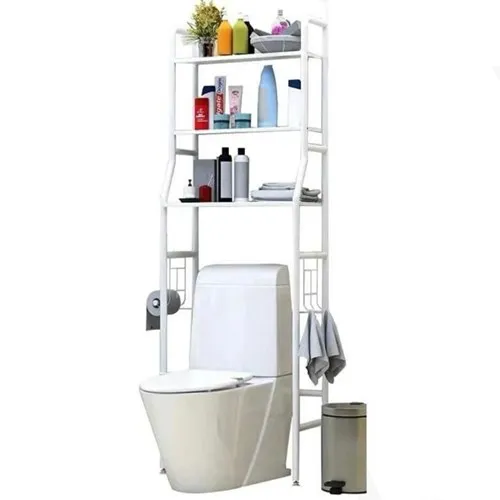 ستاند تخزين وتنظيم للحمام باللون الأبيض ٣ رفوف   ستاند تخزين وتنظيم للحمام باللون الأبيض ٣ رفوف