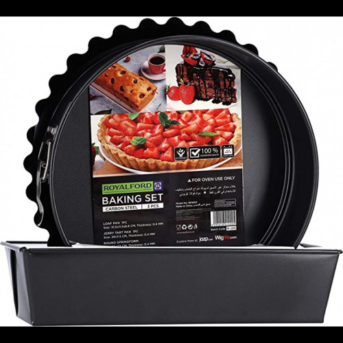 طقم صواني كيك لعمل أنواع المخبوزات 3 قطع أسود 31.5سم