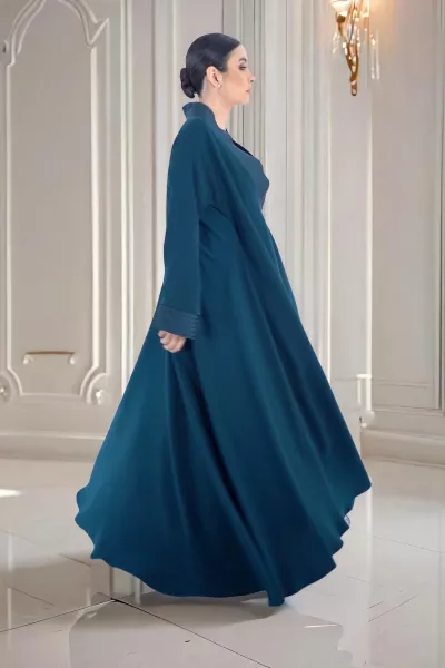 عباية كريب ناعم أخضر داكن 064