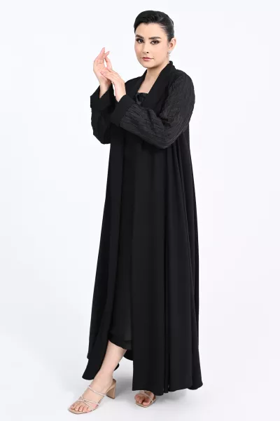 عباية كريب مع جاكار أسود 01020
