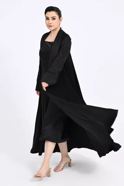 عباية كريب أسود 01018
