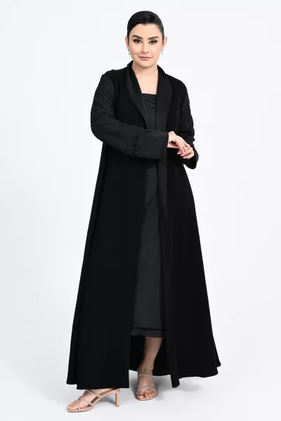 عباية كريب أسود 01018